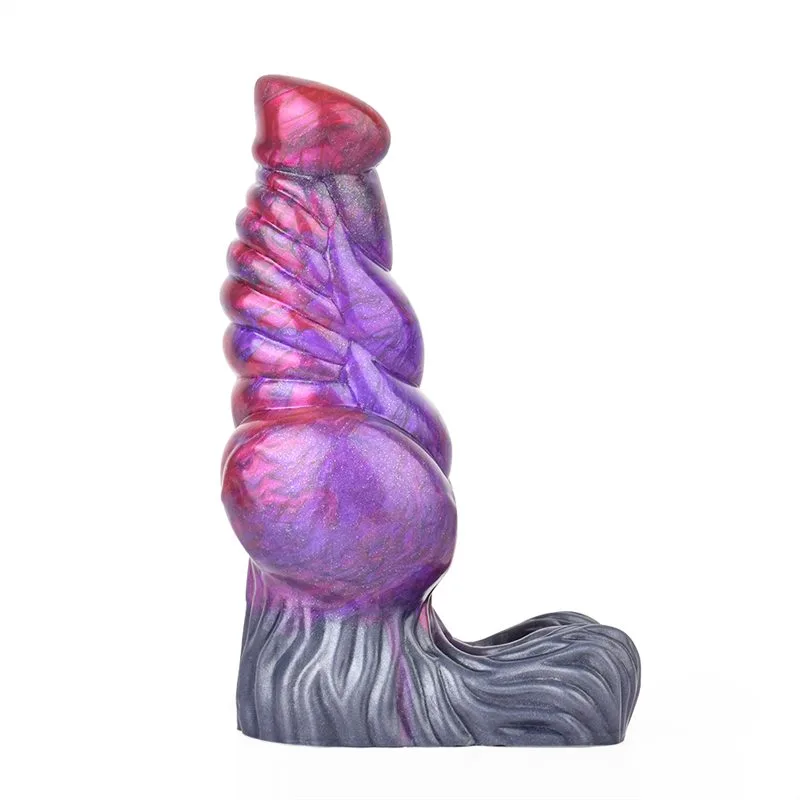 Big Knotted Penis Sleeve Purple Silicone Dog Cock Sheath